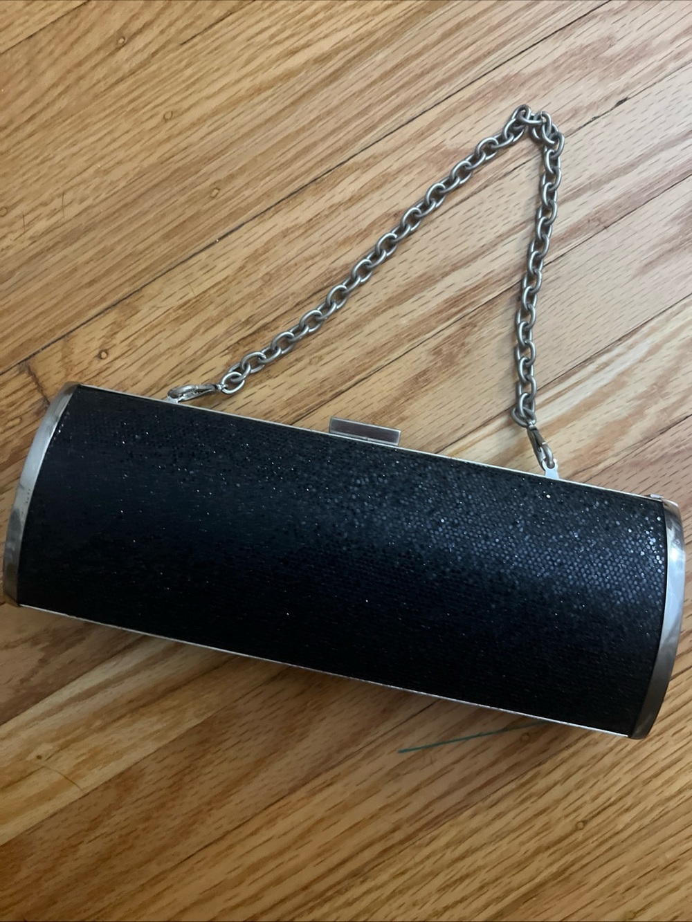 Unlisted silver hardware narrow Clutch with Silver Chain
